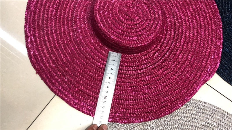 Boho Hat, Sun Beach Hat, Wide Brim Straw Hat, Retro Hat Bella, in Red, Blue, Pink and Black