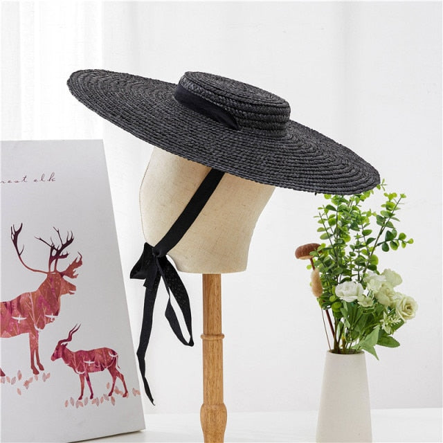 Boho Hat, Sun Beach Hat, Wide Brim Straw Hat, Retro Hat Bella, in Red, Blue, Pink and Black