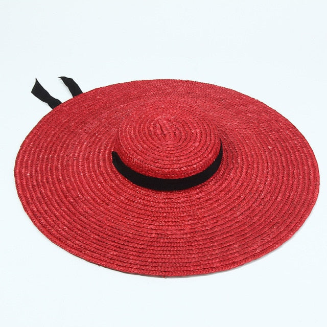 Boho Hat, Sun Beach Hat, Wide Brim Straw Hat, Retro Hat Bella, in Red, Blue, Pink and Black
