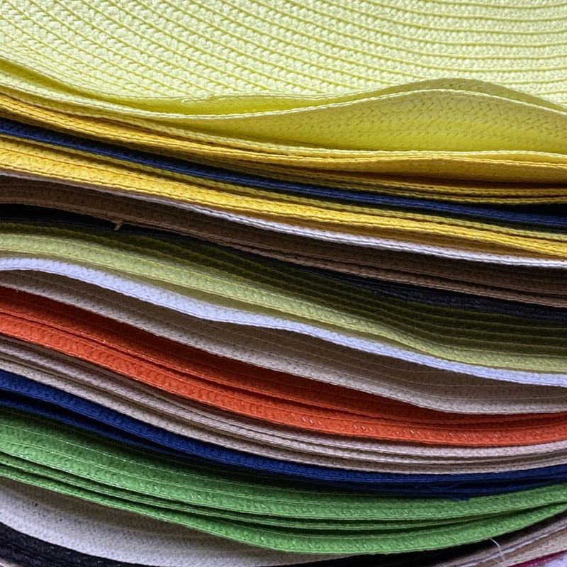 Boho Hat, Beach Hat, Extra Wide Brim Paper Hat, Floppy in Pink,  White, Yellow and 12 colors  (Soft, 25 cm)