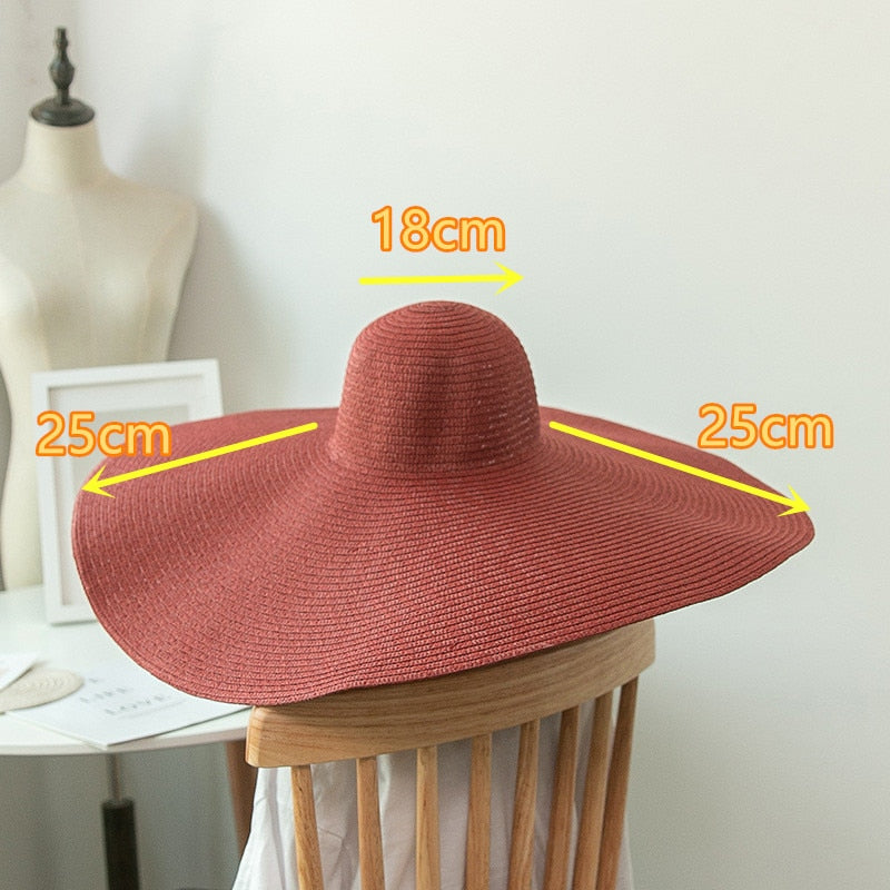 Boho Hat, Beach Hat, Extra Wide Brim Paper Hat, Floppy in Pink,  White, Yellow and 12 colors  (Soft, 25 cm)