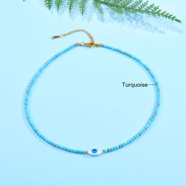 Boho  Personalized Custom Necklace, DIY Letter Name and Evil Eye Choker