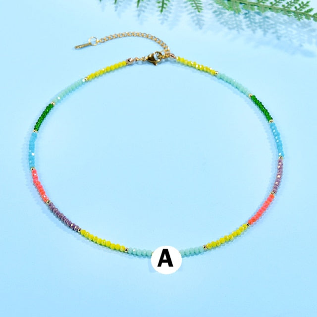 Boho  Personalized Custom Necklace, DIY Letter Name and Evil Eye Choker