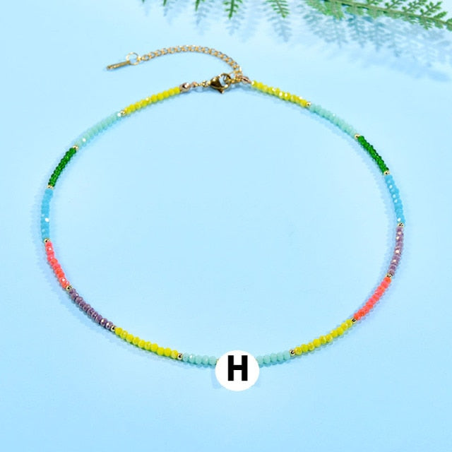 Boho  Personalized Custom Necklace, DIY Letter Name and Evil Eye Choker