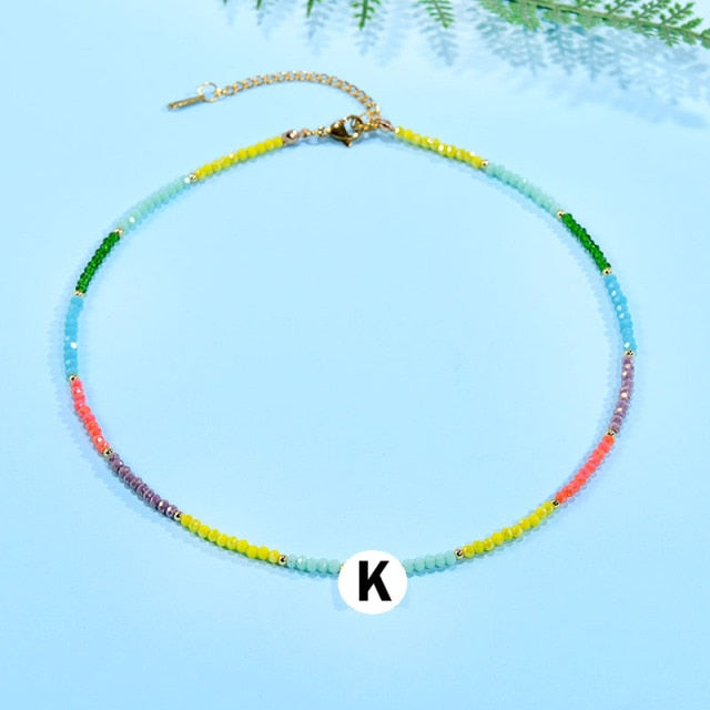 Boho  Personalized Custom Necklace, DIY Letter Name and Evil Eye Choker