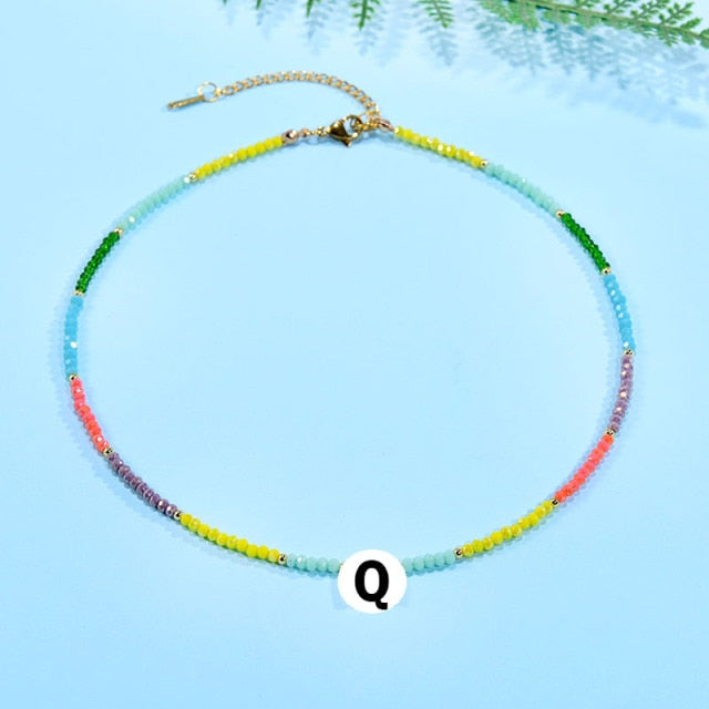 Boho  Personalized Custom Necklace, DIY Letter Name and Evil Eye Choker