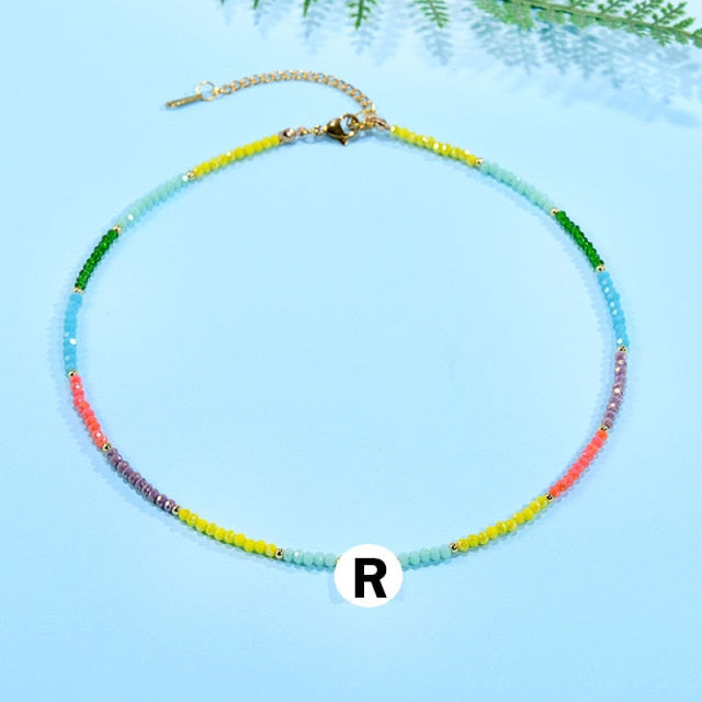 Boho  Personalized Custom Necklace, DIY Letter Name and Evil Eye Choker