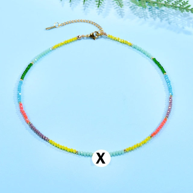 Boho  Personalized Custom Necklace, DIY Letter Name and Evil Eye Choker