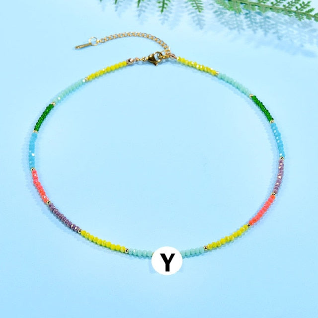 Boho  Personalized Custom Necklace, DIY Letter Name and Evil Eye Choker