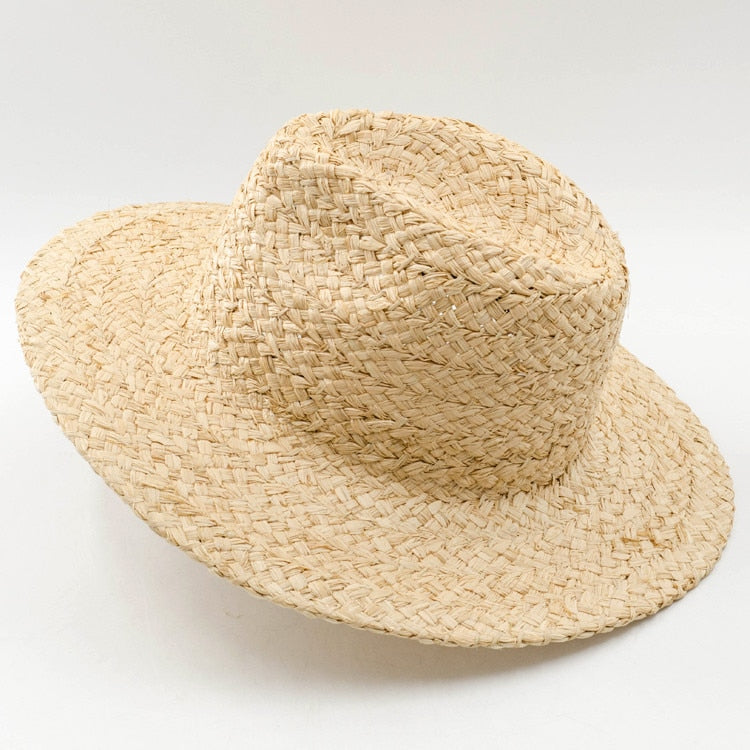 Boho Hat, Sun Beach Hat, Raffia Hat, Fedora Darcy Hat in Beige
