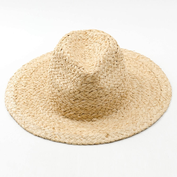 Boho Hat, Sun Beach Hat, Raffia Hat, Fedora Darcy Hat in Beige