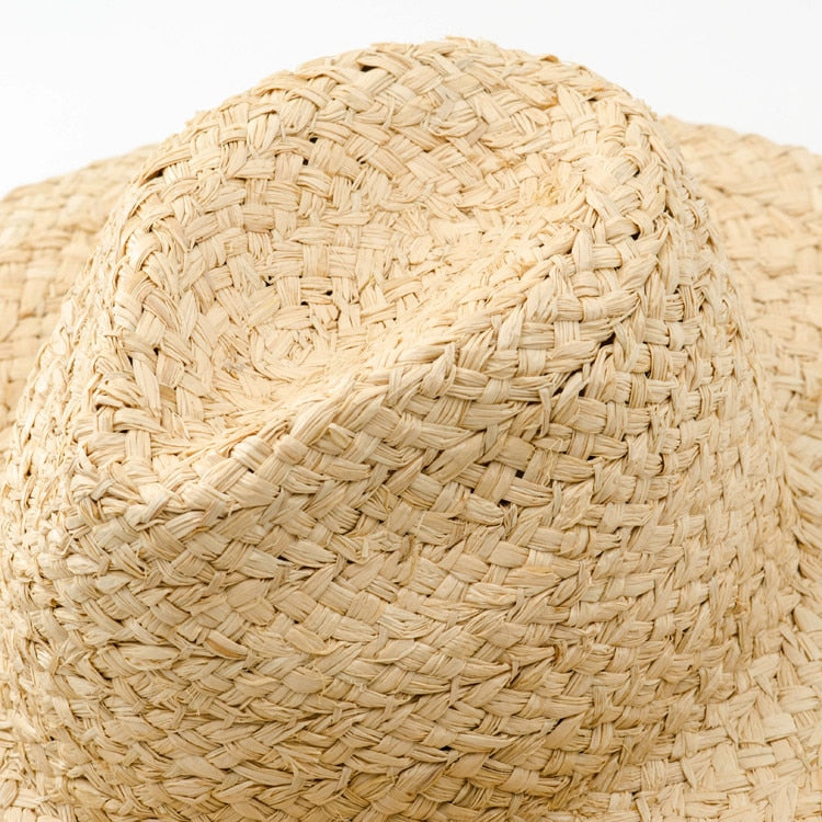 Boho Hat, Sun Beach Hat, Raffia Hat, Fedora Darcy Hat in Beige