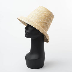Boho Hat, Sun Straw Hat, Tall Crown Retro Hat,  Beige Emile