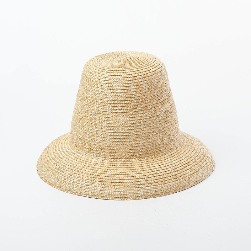 Boho Hat, Sun Straw Hat, Tall Crown Retro Hat,  Beige Emile