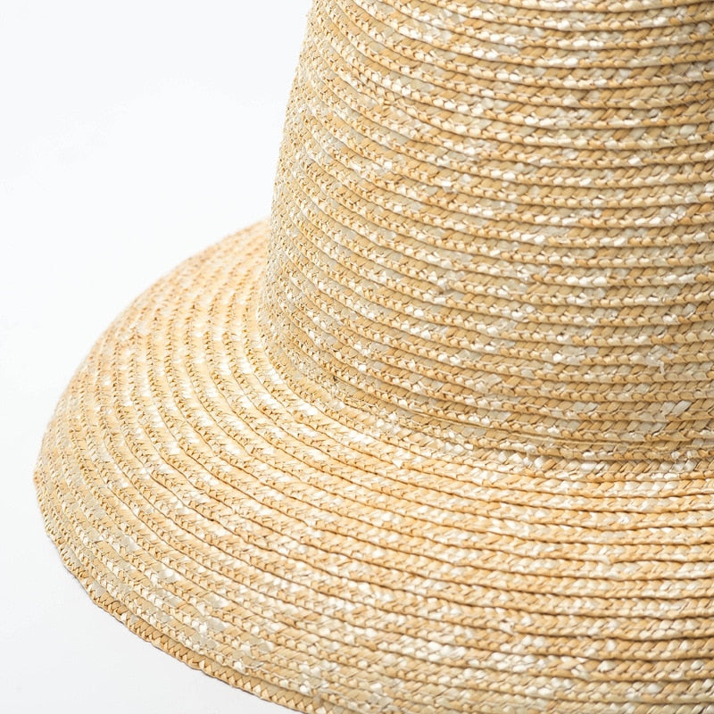 Boho Hat, Sun Straw Hat, Tall Crown Retro Hat,  Beige Emile