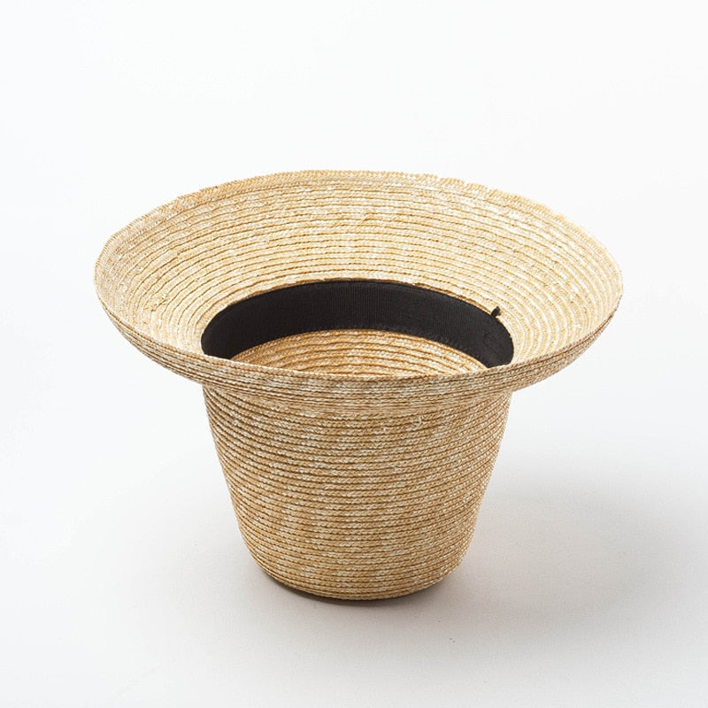 Boho Hat, Sun Straw Hat, Tall Crown Retro Hat,  Beige Emile