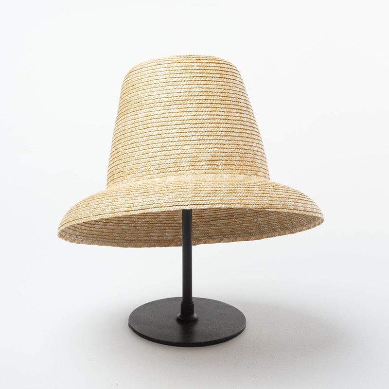 Boho Hat, Sun Straw Hat, Tall Crown Retro Hat,  Beige Emile