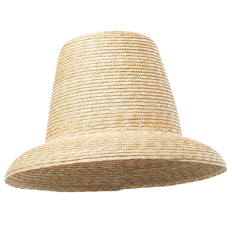 Boho Hat, Sun Straw Hat, Tall Crown Retro Hat,  Beige Emile