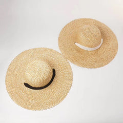 Boho Hat, Sun Beach Hat, Wide Brim Straw Hat, Sierra with Black and White Ribbon