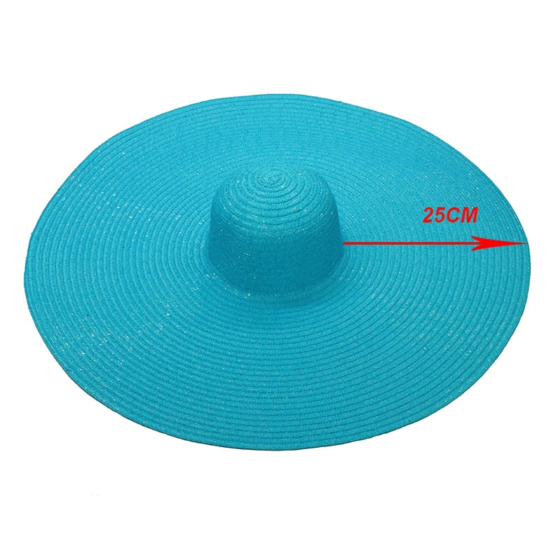 Boho Hat, Beach Hat, Extra Wide Brim Paper Hat, Natalie in White, Blue, Beige and 28 colors  (Soft, 25 cm)