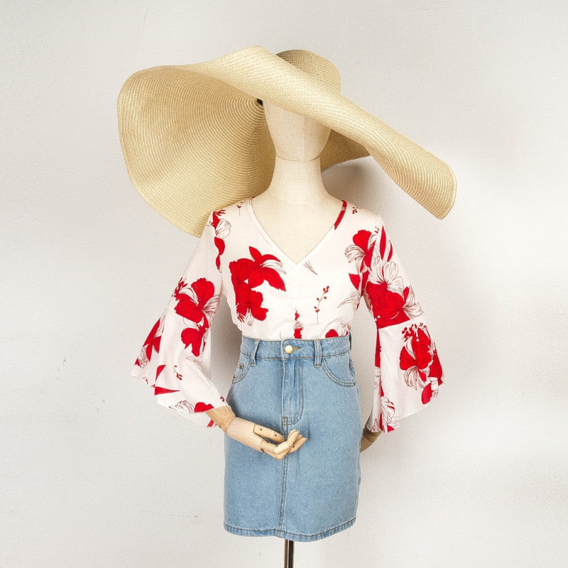 Boho Hat, Beach Hat, Extra Wide Brim Paper Hat, Natalie in White, Blue, Beige and 28 colors  (Soft, 25 cm)