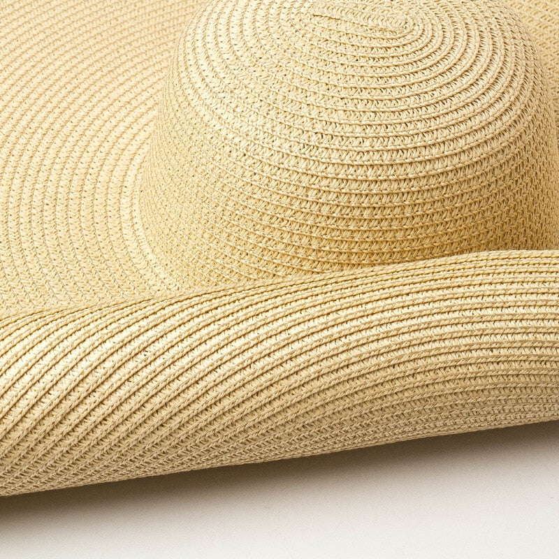 Boho Hat, Beach Hat, Extra Wide Brim Paper Hat, Natalie in White, Blue, Beige and 28 colors  (Soft, 25 cm)