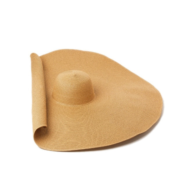 Boho Hat, Beach Hat, Extra Wide Brim Paper Hat, Natalie in White, Blue, Beige and 28 colors  (Soft, 25 cm)