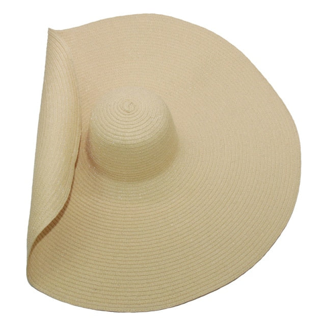 Boho Hat, Beach Hat, Extra Wide Brim Paper Hat, Natalie in White, Blue, Beige and 28 colors  (Soft, 25 cm)