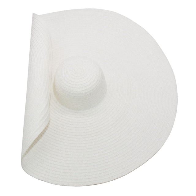Boho Hat, Beach Hat, Extra Wide Brim Paper Hat, Natalie in White, Blue, Beige and 28 colors  (Soft, 25 cm)