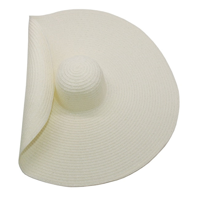 Boho Hat, Beach Hat, Extra Wide Brim Paper Hat, Natalie in White, Blue, Beige and 28 colors  (Soft, 25 cm)