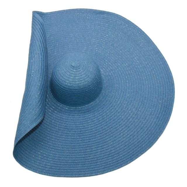 Boho Hat, Beach Hat, Extra Wide Brim Paper Hat, Natalie in White, Blue, Beige and 28 colors  (Soft, 25 cm)
