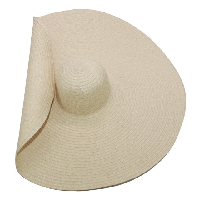 Boho Hat, Beach Hat, Extra Wide Brim Paper Hat, Natalie in White, Blue, Beige and 28 colors  (Soft, 25 cm)