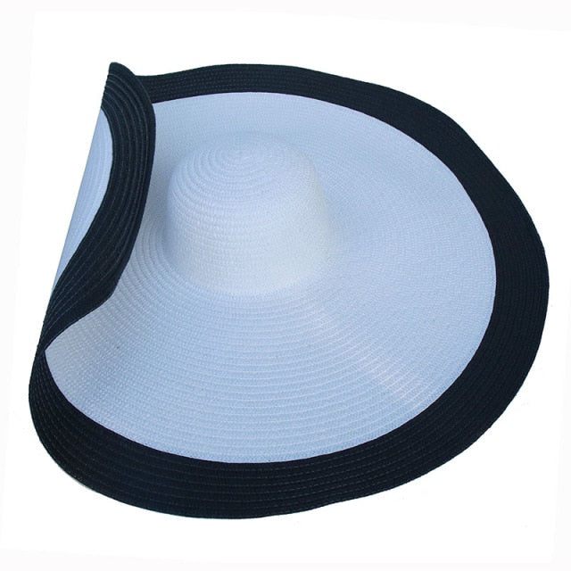 Boho Hat, Beach Hat, Extra Wide Brim Paper Hat, Natalie in White, Blue, Beige and 28 colors  (Soft, 25 cm)