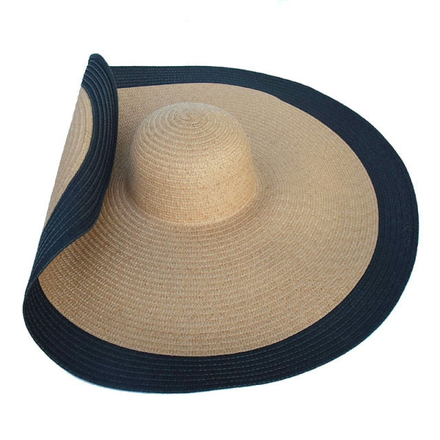 Boho Hat, Beach Hat, Extra Wide Brim Paper Hat, Natalie in White, Blue, Beige and 28 colors  (Soft, 25 cm)