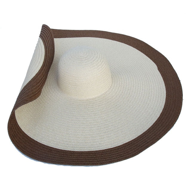 Boho Hat, Beach Hat, Extra Wide Brim Paper Hat, Natalie in White, Blue, Beige and 28 colors  (Soft, 25 cm)