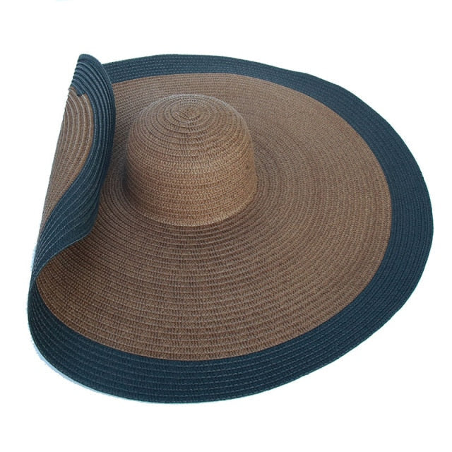 Boho Hat, Beach Hat, Extra Wide Brim Paper Hat, Natalie in White, Blue, Beige and 28 colors  (Soft, 25 cm)