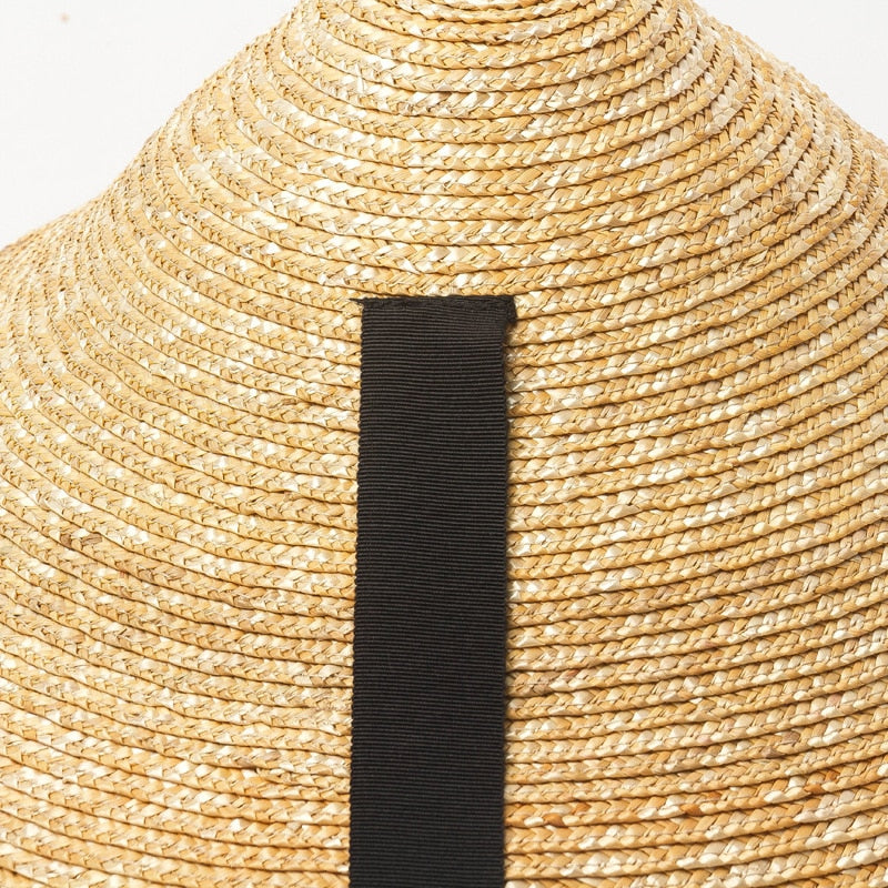 Boho Hat, Sun Beach Hat, Straw Cone Hat, Esme with Black Ribbon