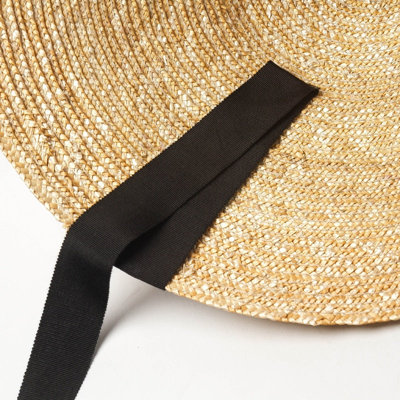 Boho Hat, Sun Beach Hat, Straw Cone Hat, Esme with Black Ribbon