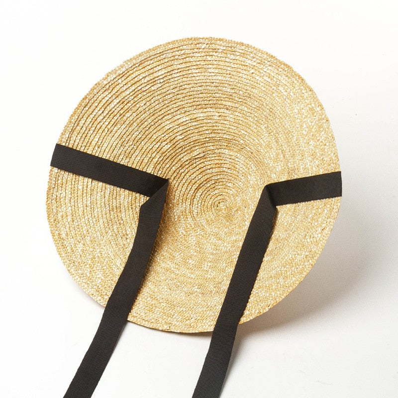 Boho Hat, Sun Beach Hat, Straw Cone Hat, Esme with Black Ribbon