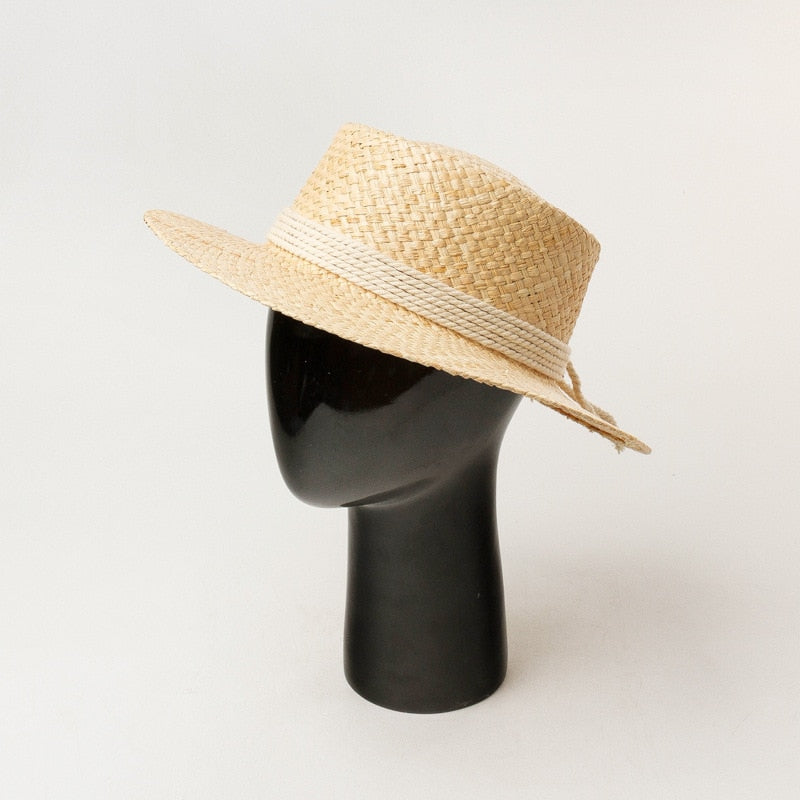 Boho Hat, Sun Beach Hat, Raffia Bucket Hat, Zoe White Rope
