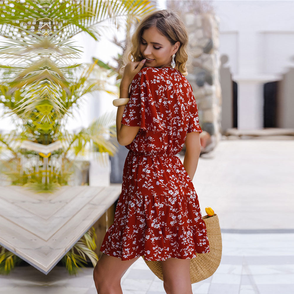 Boho Mini Dress  Sundress, Red Penny