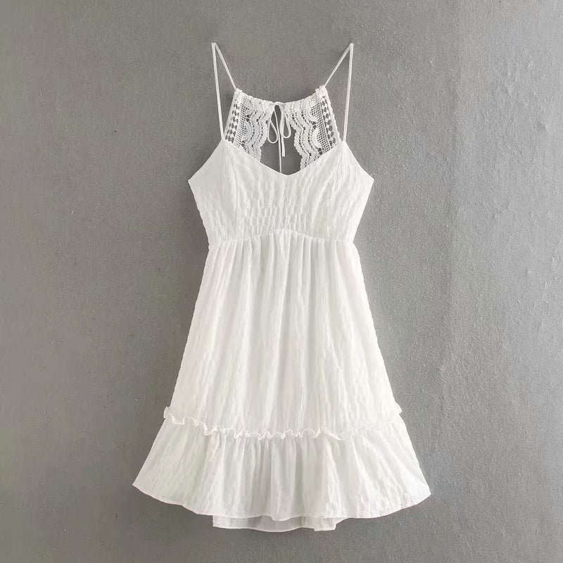 Mani Dress, Boho Dress, Strappy Sundress, Lucia in White and Pink