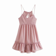 Mani Dress, Boho Dress, Strappy Sundress, Lucia in White and Pink