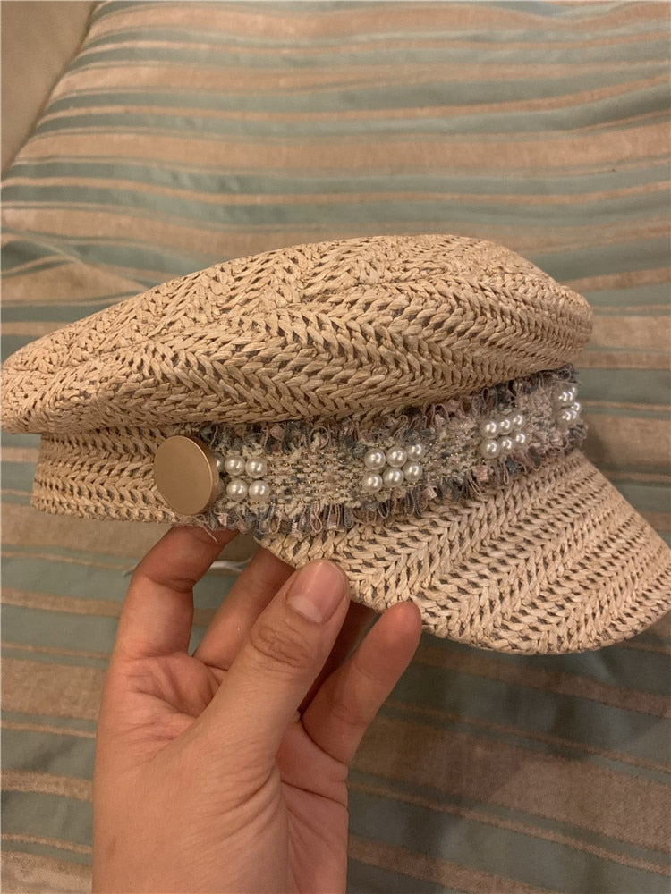 Boho Hat, Wool Sailor Cap, Juliet in Black, Beige and Ivory