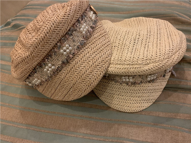 Boho Hat, Wool Sailor Cap, Juliet in Black, Beige and Ivory