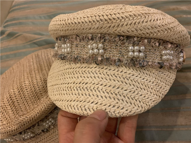 Boho Hat, Wool Sailor Cap, Juliet in Black, Beige and Ivory