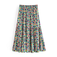 Boho Skirt, Hippie Skirts, Midi Skirt, Camila Flower in Green