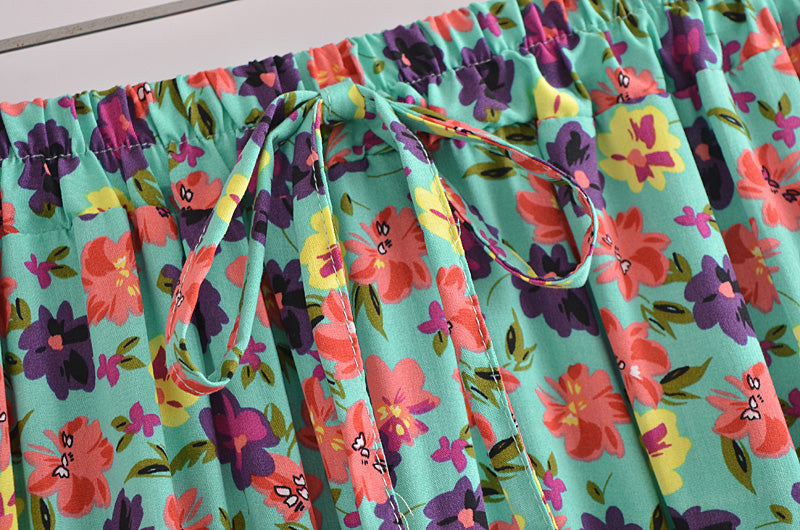 Boho Skirt, Hippie Skirts, Midi Skirt, Camila Flower in Green