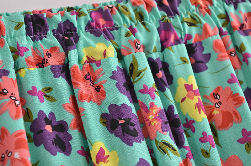 Boho Skirt, Hippie Skirts, Midi Skirt, Camila Flower in Green