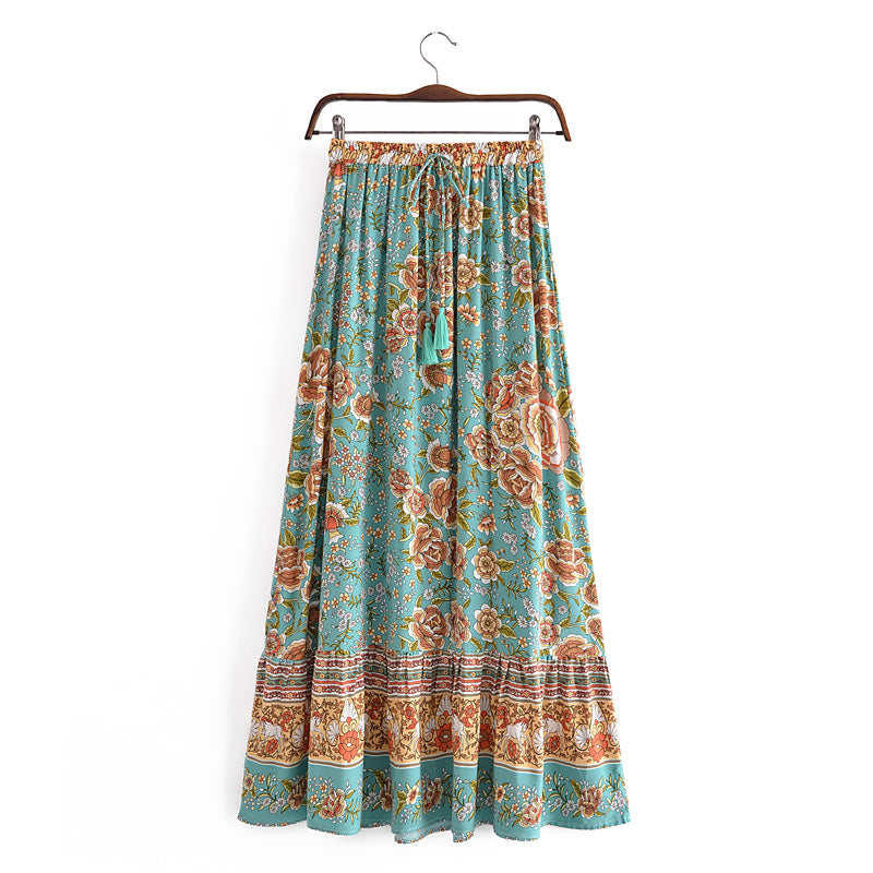 Boho Skirt, Hippie Skirts, Maxi Skirt, Calida in Green
